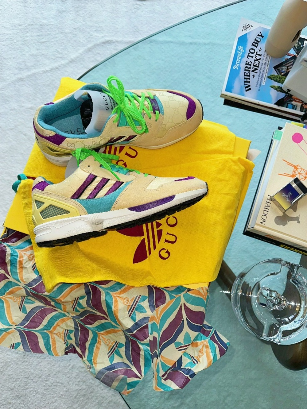 Gucci x adidas ZX 8000 Beige GG Monogram Sneakers